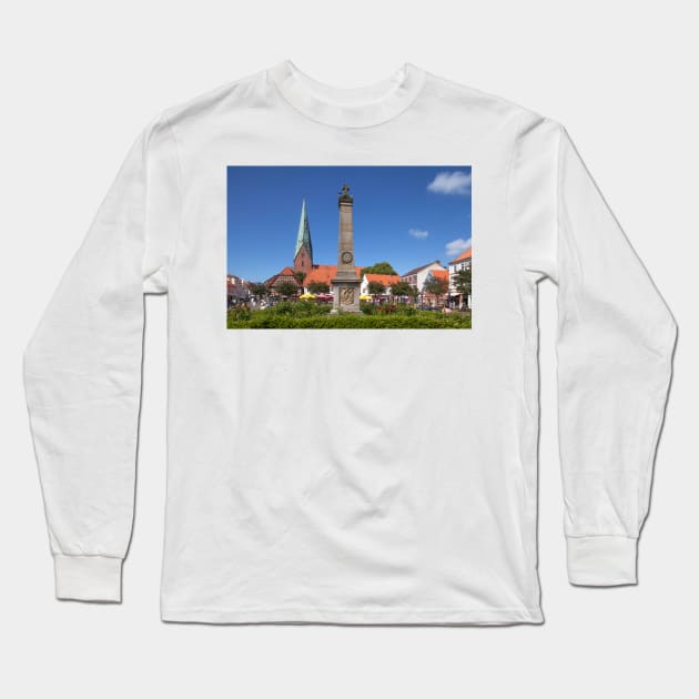 Market square with St. Michaelis church and obelisk, Eutin Long Sleeve T-Shirt by Kruegerfoto